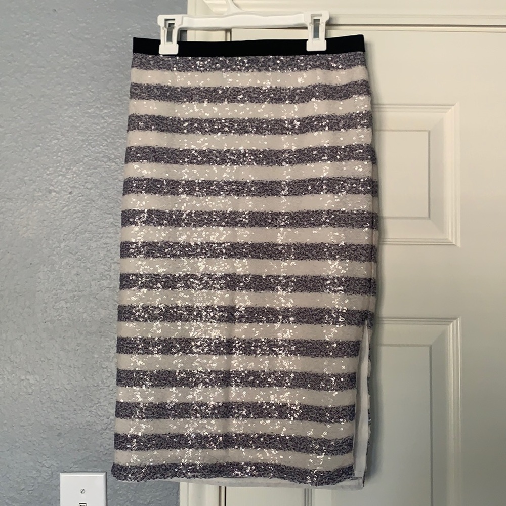 RACHEL Rachel Roy Side Slit Sequin Skirt